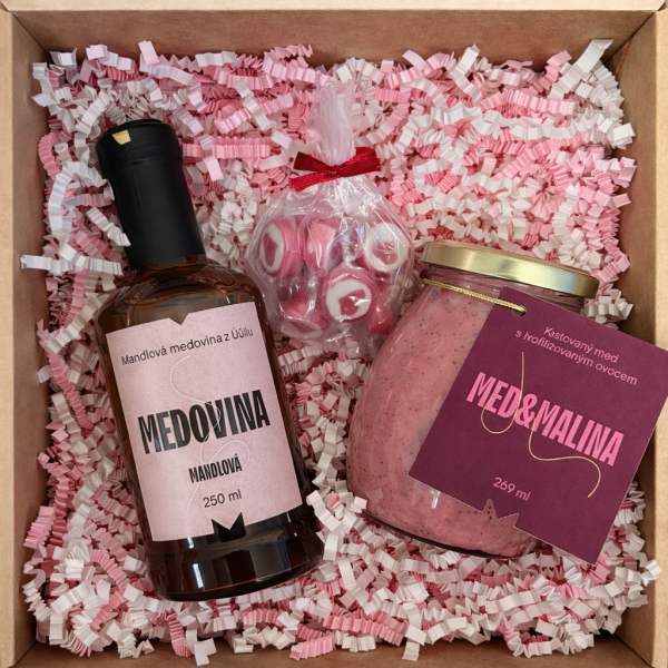 💕 Valentýnský balíček -Třešňová medovina, med s malinou a bonbony
