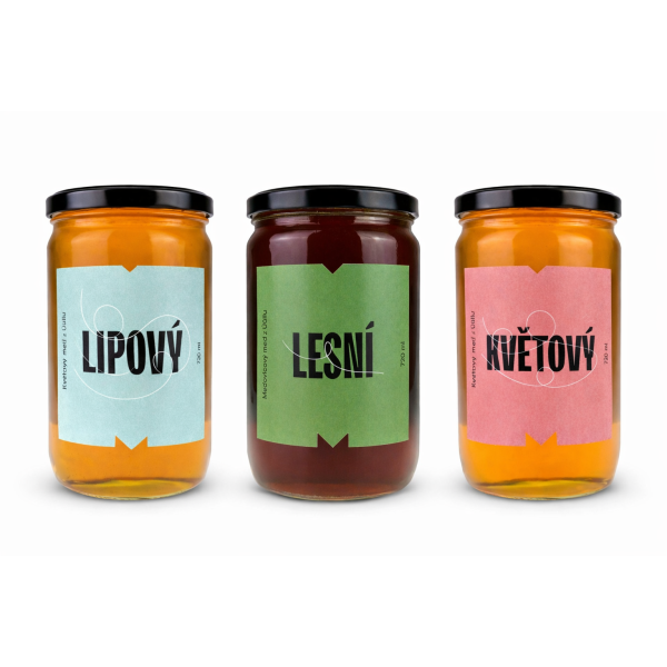 Výhodné balení – 3x Med 1 kg květový, lipový, lesní (medovicový)