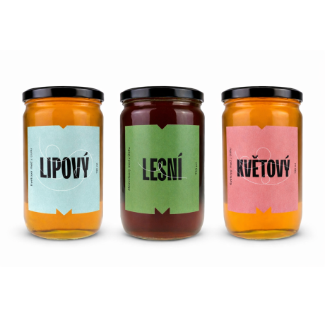 Výhodné balení – 3x Med 1 kg květový, lipový, lesní (medovicový)