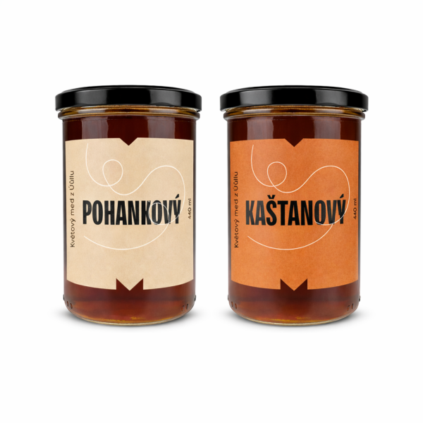 Gurmánské duo | výhodné balení 2x Med 0,6 kg pohankový, kaštanový