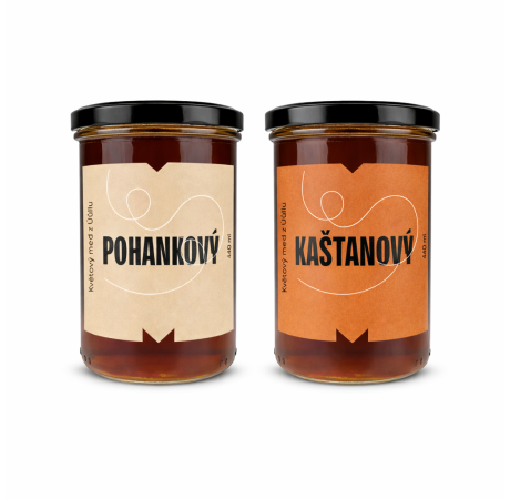 Gurmánské duo | výhodné balení 2x Med 0,6 kg pohankový, kaštanový