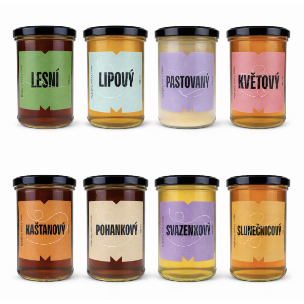 Degustační sada medů | 8 druhů (8x 0,6 kg)