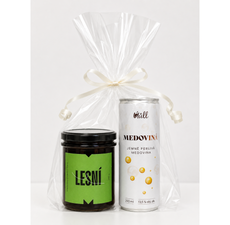 Dárkový balíček - Med lesní 250 g, jemně perlivá medovINÁ 250 ml