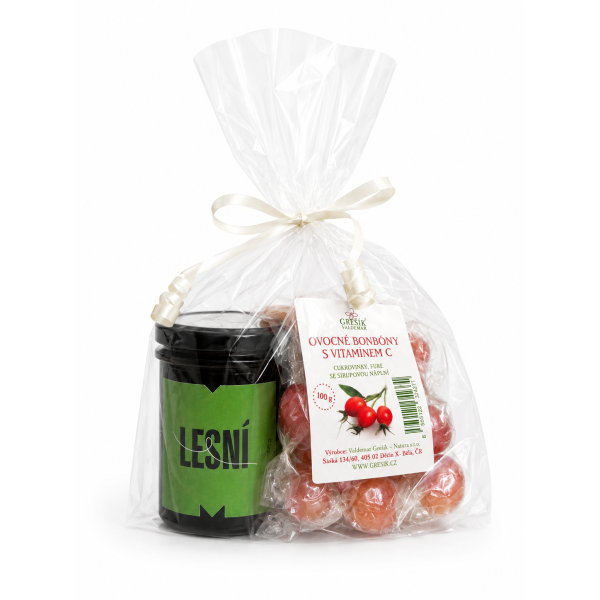 Dárkový balíček - Med lesní 250 g, Šípkové bonbóny s vitamínem C