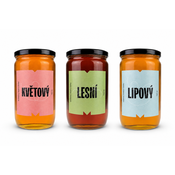 Výhodné balení – 3x Med 1 kg květový, lesní smíšený a lipový
