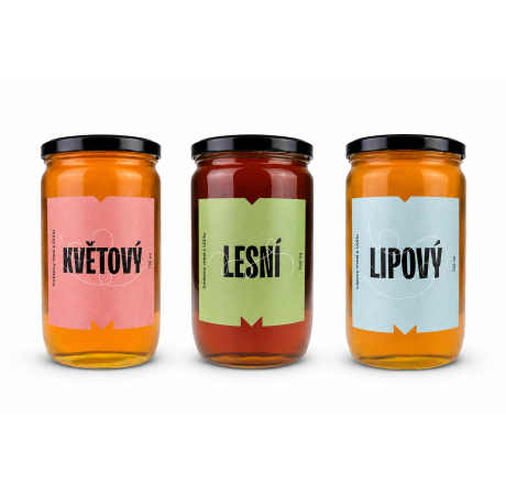 Výhodné balení – 3x Med 1 kg květový, lesní smíšený a lipový