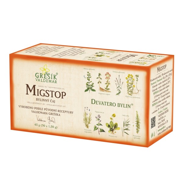 Migstop – bylinný porcovaný čaj 45 g (30 sáčků) | Grešík