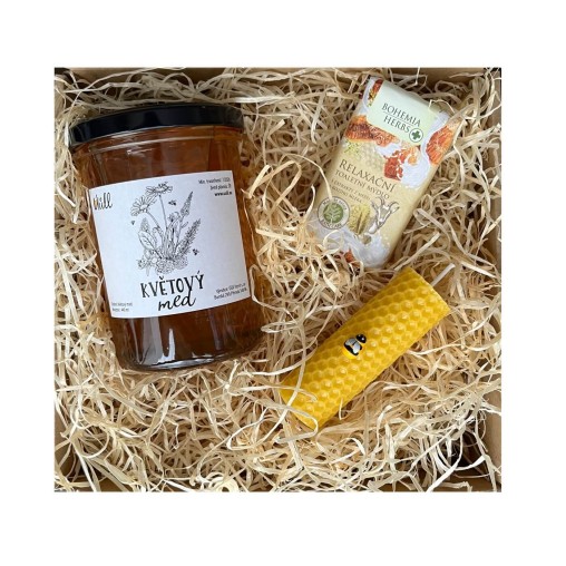 Dárkový balíček - med, mýdlo, svíčka