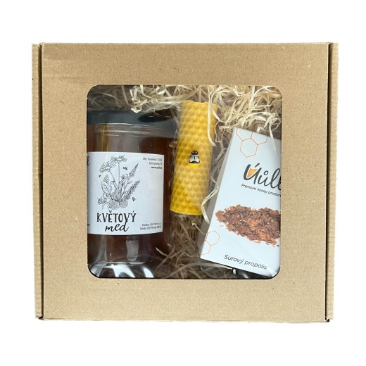 Dárkový balíček - med, svíčka, propolis