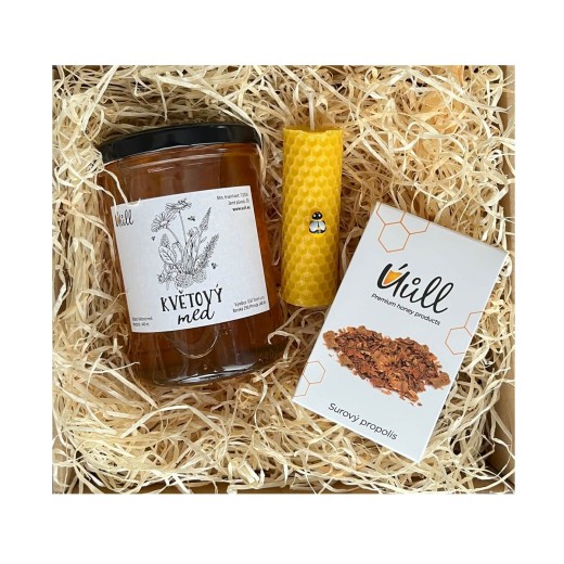 Dárkový balíček - med, svíčka, propolis