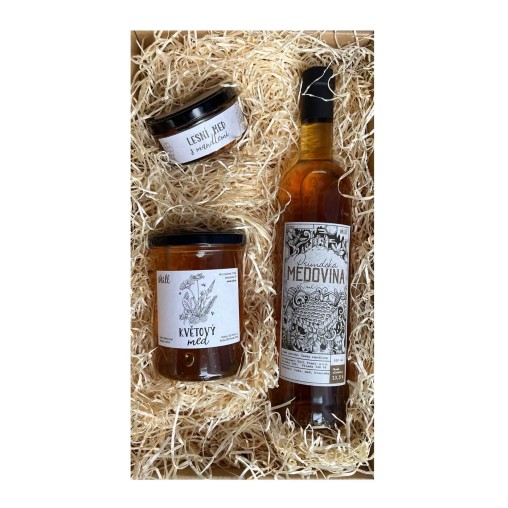 Dárkový balíček - medovina, med, mandle v medu