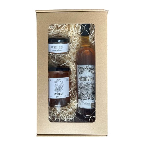 Dárkový balíček - medovina, med, mandle v medu