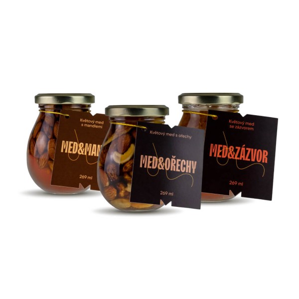 Výhodné balení - 3x Květový med s mandlemi, ořechy a zázvorem