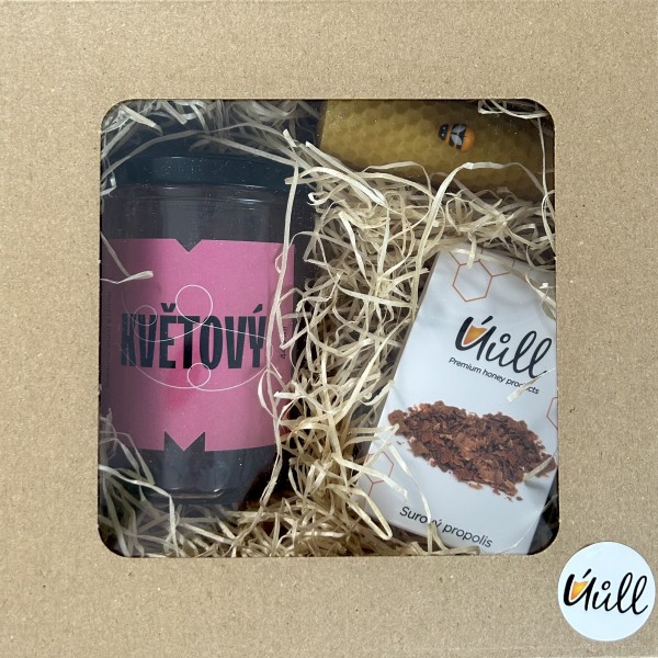 Dárkový balíček - med, svíčka, propolis