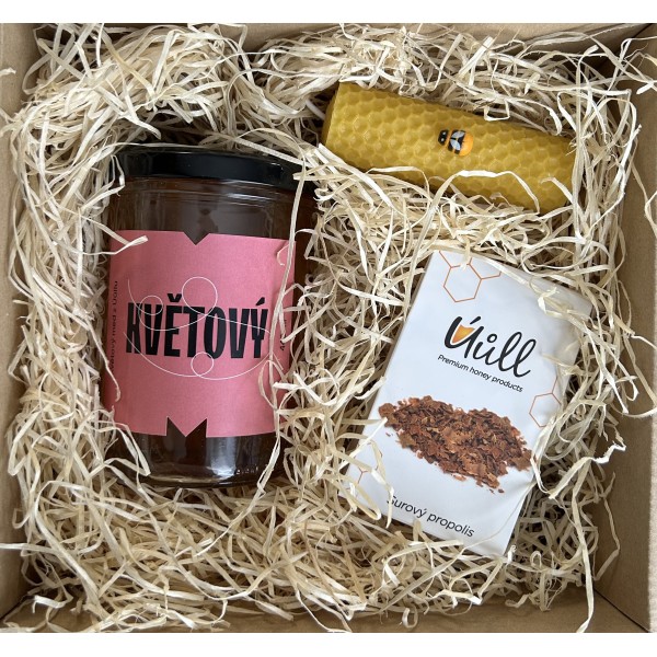 Dárkový balíček - med, svíčka, propolis