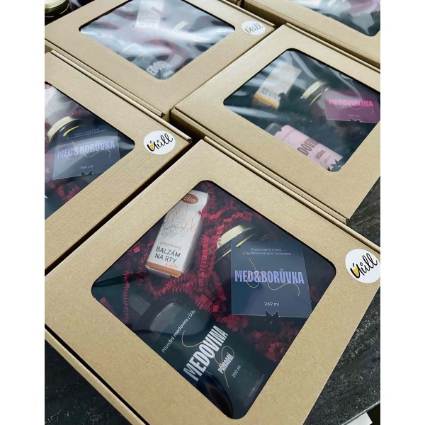 Dárkový balíček - medovina, med s borůvkami, balzám na rty