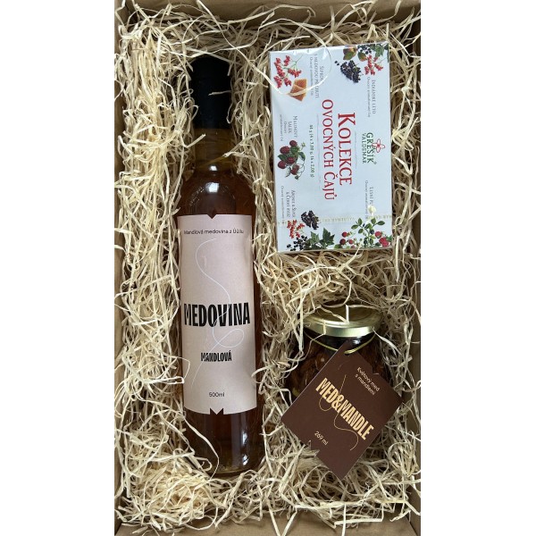 Dárkový balíček - medovina, mandle v medu, čaj