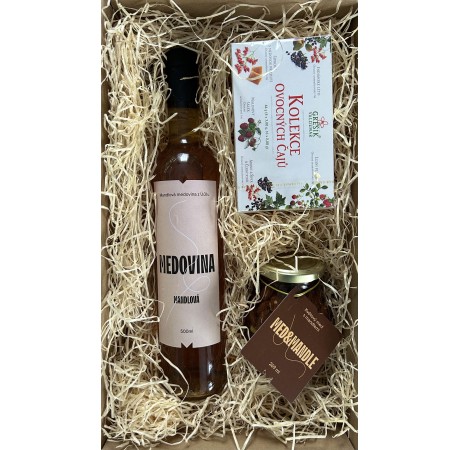 Dárkový balíček - medovina, mandle v medu, čaj