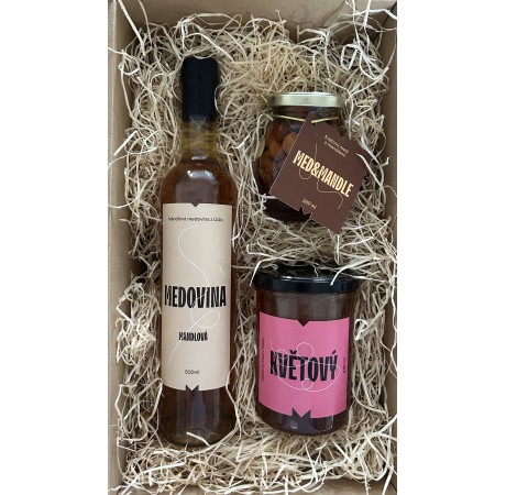 Dárkový balíček - medovina, med, mandle v medu
