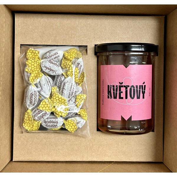 Dárkový balíček - Med květový a Medové bonbony s propolisem