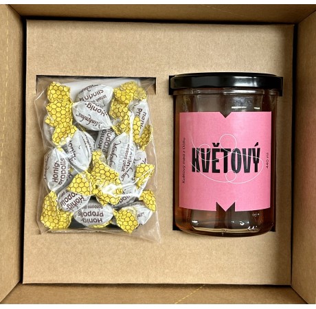 Dárkový balíček - Med květový a Medové bonbony s propolisem