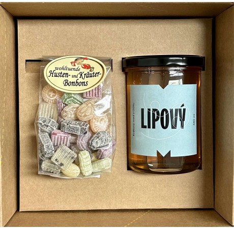 Dárkový balíček - Med lípový a Medovo-bylinné bonbony proti kašli