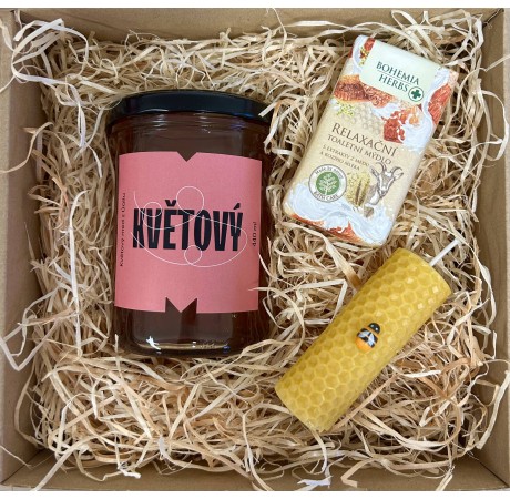 Dárkový balíček - med, mýdlo, svíčka