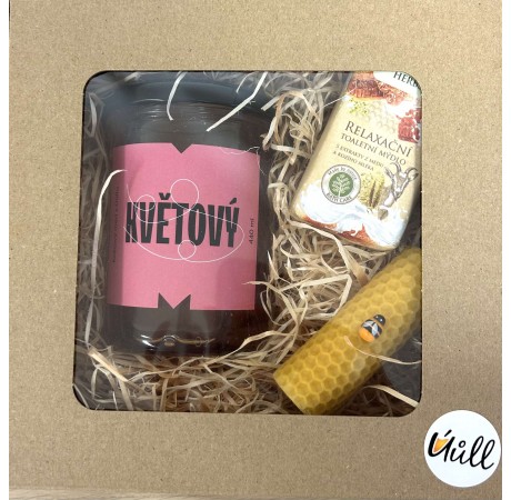 Dárkový balíček - med, mýdlo, svíčka