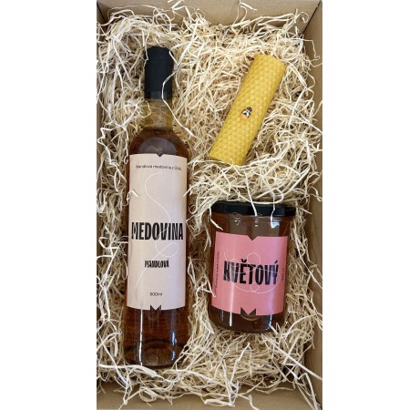 Dárkový balíček - medovina, med, svíčka
