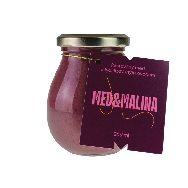 Květový pastovaný med s malinami- bez etikety