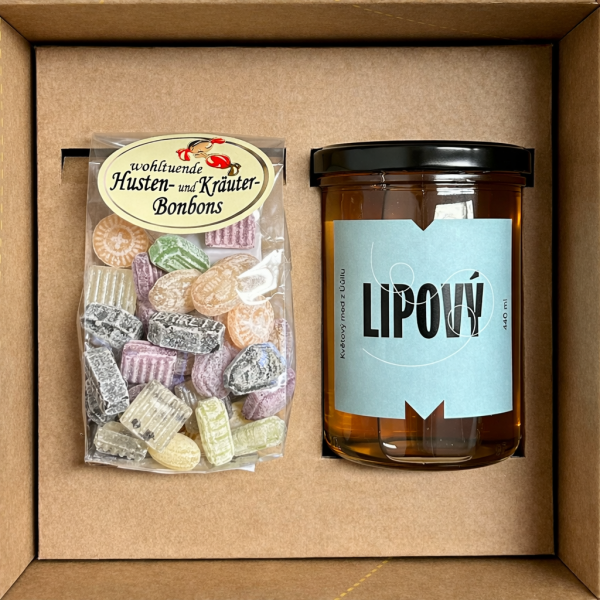 Dárkový balíček - Med lípový a Medovo-bylinné bonbony proti kašli
