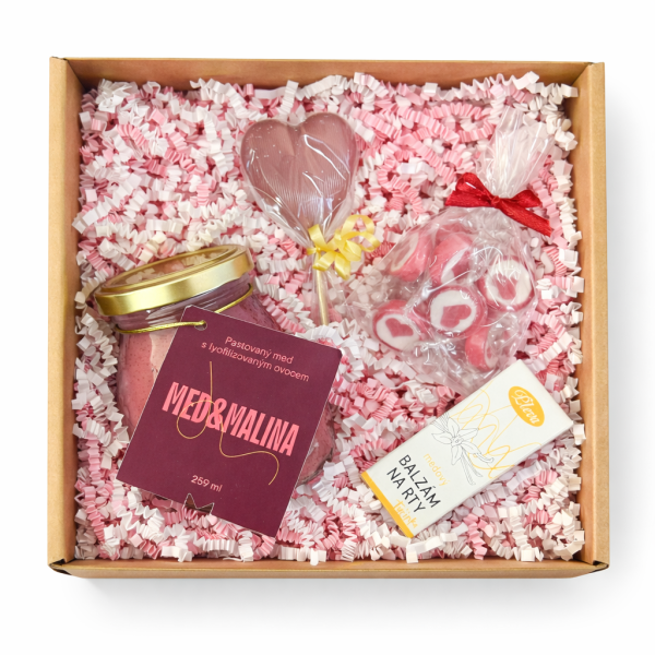 💕 Valentýnský balíček – Med s malinou se sladkým a pečujícím potěšením