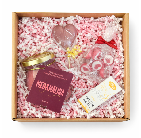 💕 Dárkový balíček pro ni – med s malinou jako sladký dárek pro ženu